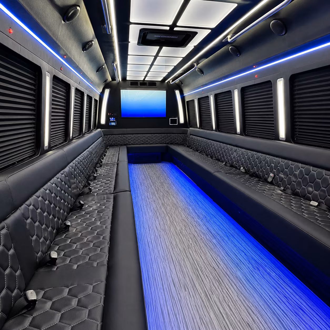 colorado springs 50 passenger party bus inside